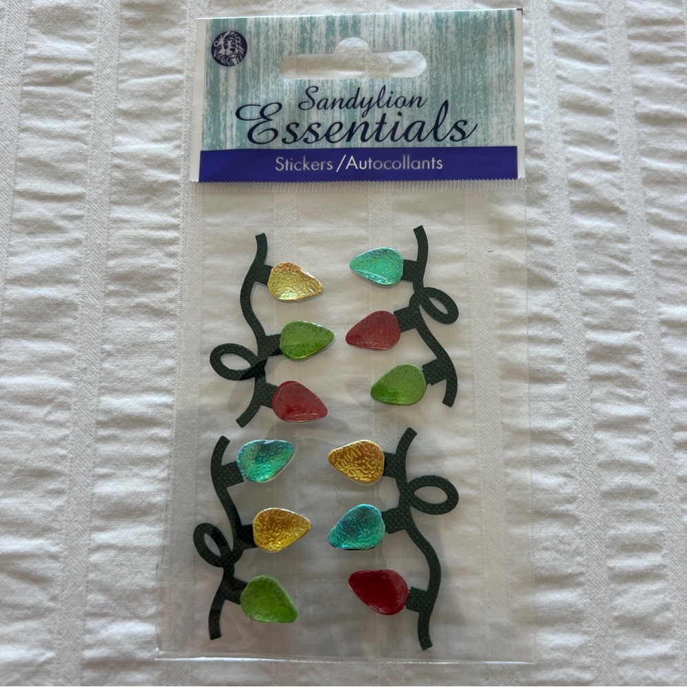 VTG NWT Sandylion Essentials Dimensional Christmas Lights Sticker Set